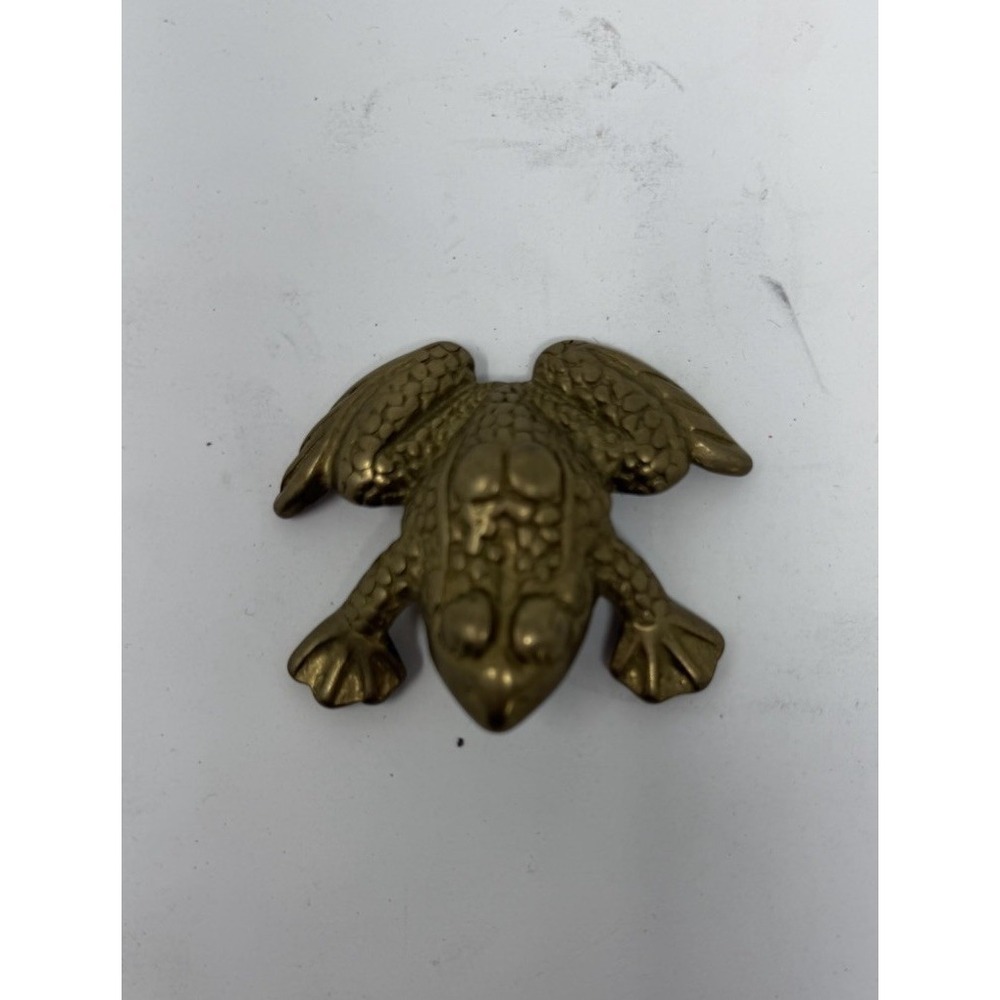 Vintage Brass Frog Toad Figurine Paper Weight Trinket 2.5 Inches Long Decor